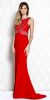 Alluring Sequins Bodice Keyhole Back Long Formal Prom Dress in Red